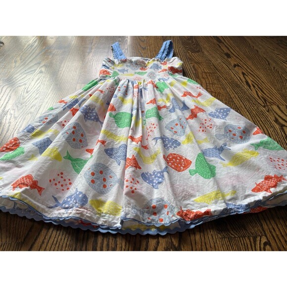 Mini Boden Smocking Fish Print Dress (9-10Y) - Picture 6 of 8